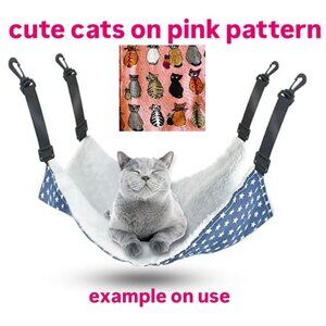 NWOT Pet Hammock * PINK CATS PRINT with straps BRAND NEW